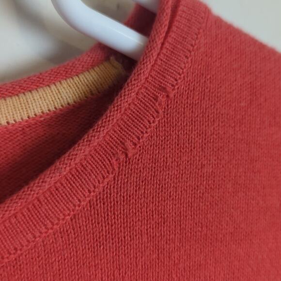 Oversized Cotton Casual Sweater Orange with Open Knit Stars Pattern Size Small - Picture 5 of 11